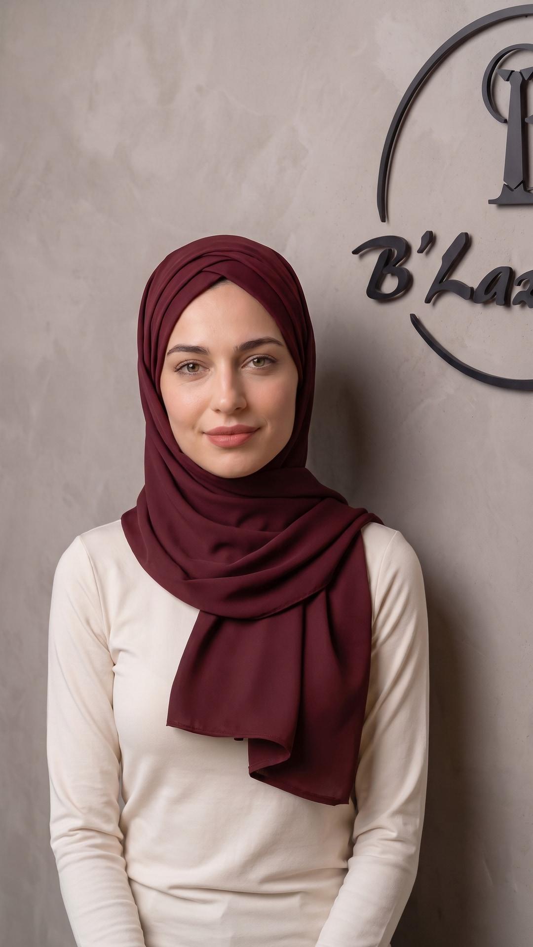 Koyu Bordo Medine İpeği Şal – Derin Renkli, Yumuşak Dokulu, Dökümlü ve Şık
