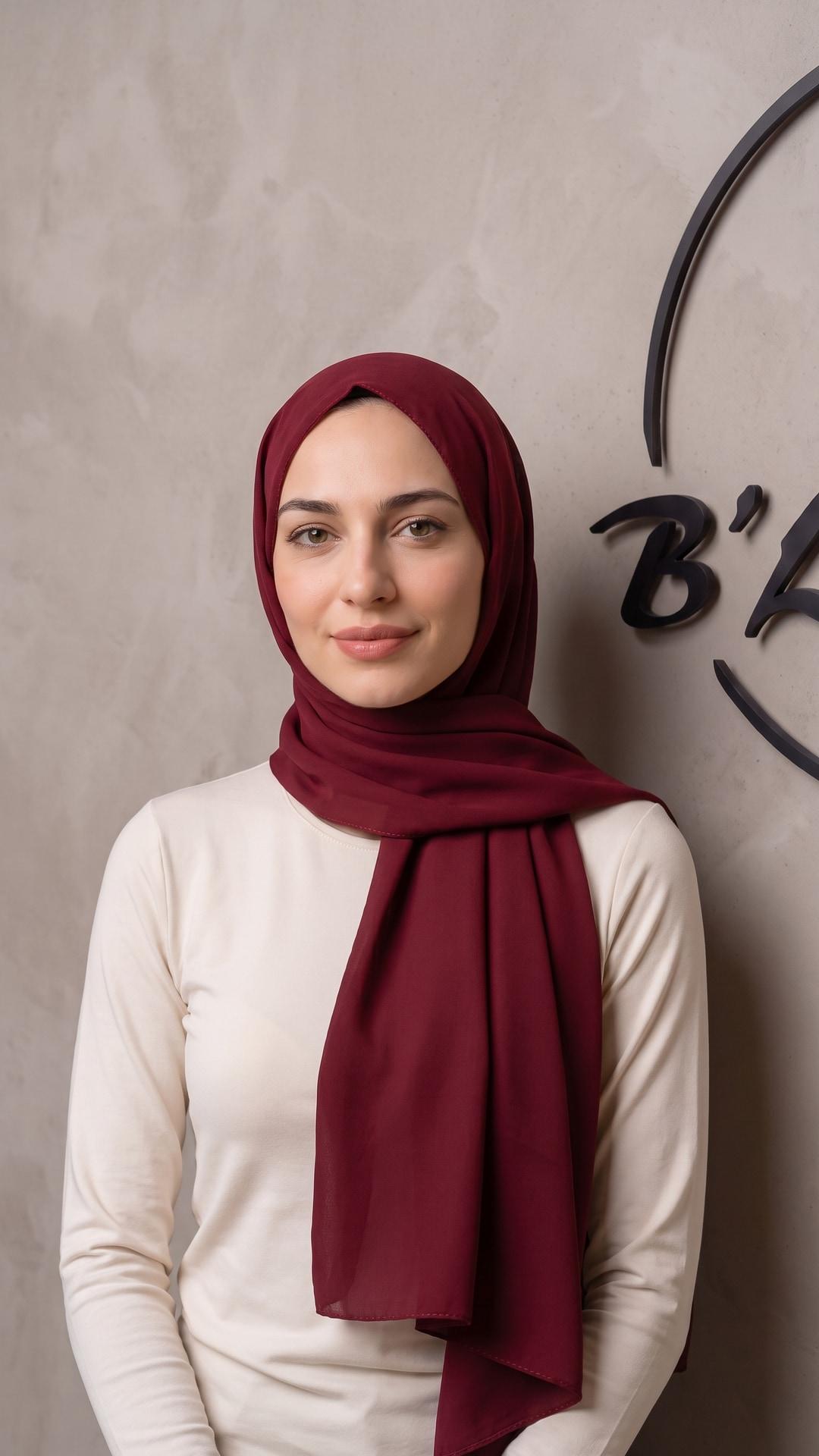 Bordo Medine İpeği Şal – Asil Tonlu, Yumuşak Dokulu, Dökümlü ve Zamansız