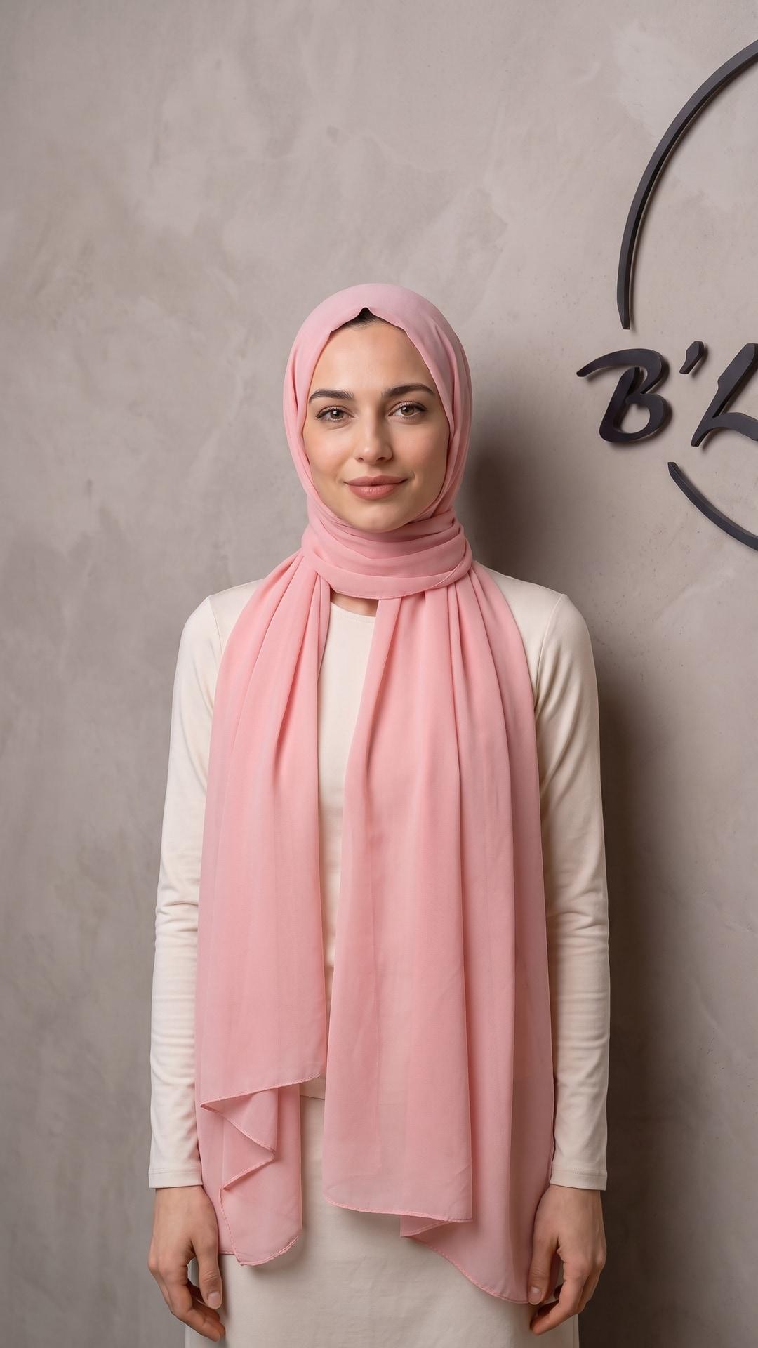 Şeker Pembe Şifon Şal